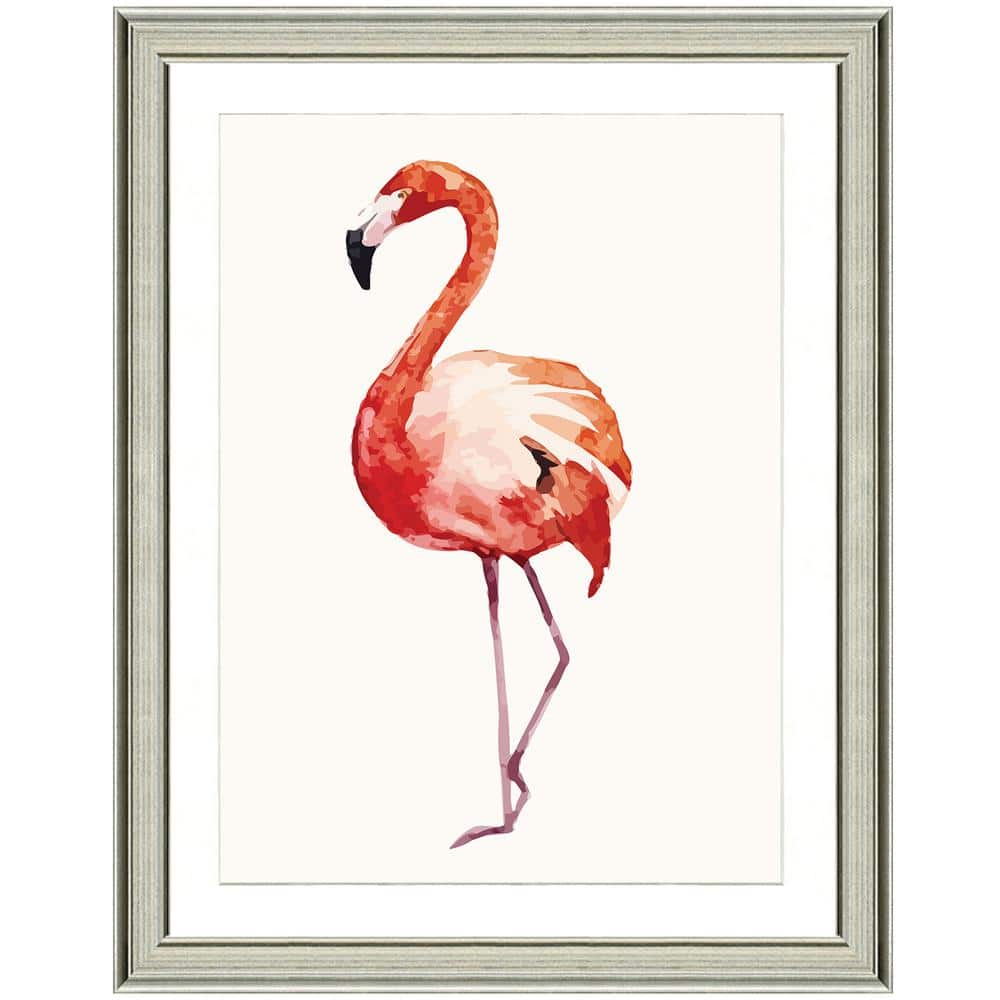 pink flamingo bird Vintage art  Poster Print painting Glass Frame 36" 