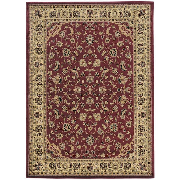 Castello Burgundy 6 ft. x 9 ft. Traditional Oriental Floral Area Rug