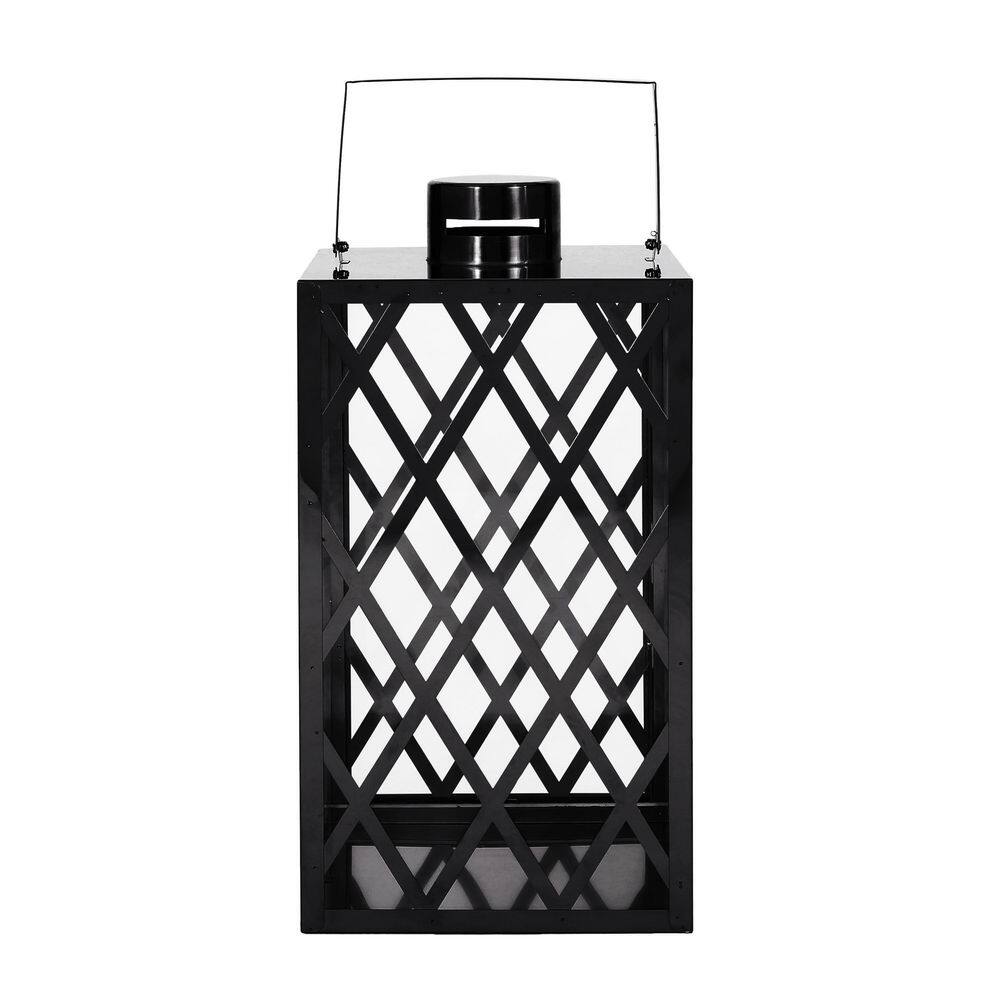 Black Hexagonal Stainless Steel and Glass Outdoor Lantern