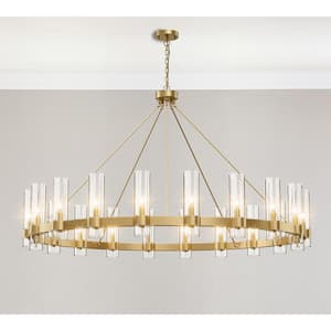 Modern Chandelier 60 in. 20-Light Gold Wagon Wheel Chandelier for Dinning Room, Kitchen Island, Foyer, Bedroom