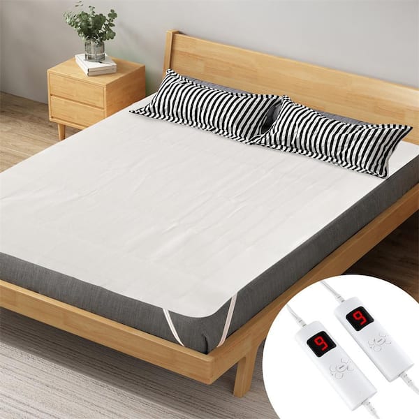 White Basic Non Woven Fabric King Size 80 in. x 78 in. Quilted Machine Washable Electric Throw Blanket