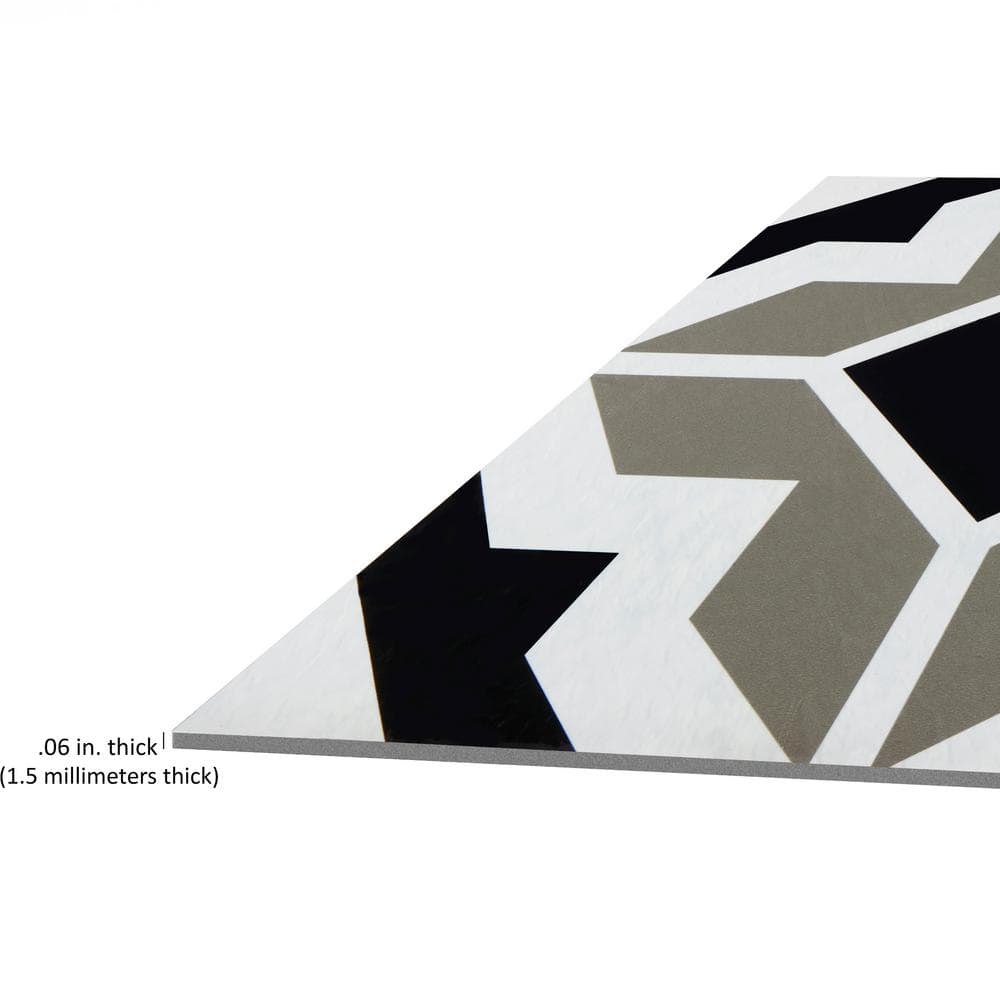 Retro Black and Grey 12-Inch Self-Adhesive Vinyl Floor Tiles