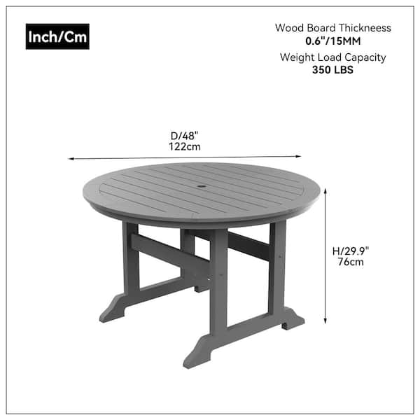 myhomore HDPE Outdoor Round Dining Table Gray HD-RDT-GR - The Home