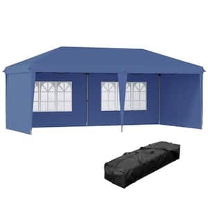 10 ft. x 20 ft. Blue Outdoor Wedding Pop Up Party Canopy Tent with 2 Sidewalls and 2 Endwalls