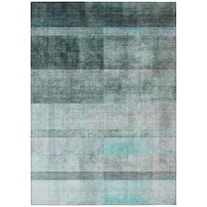 Teal 5 ft. x 8 ft. Woven Solid Color Rectangle Indoor/Outdoor Area Rug