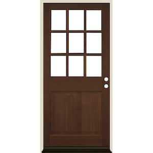 36 in. x 80 in. 9-Lite with Beveled Glass Left Hand Provincial Stain Douglas Fir Prehung Front Door