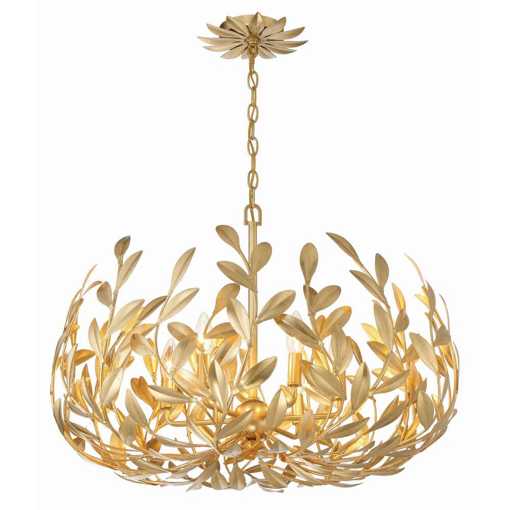 Antique Gold 6-Light Chandelier with Crystal Accents