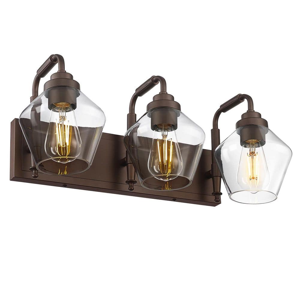 22 in. 3 Light Oil Rubbed Bronze Vanity Light with Clear Glass Shade price history on PriceWatchPro
