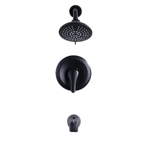 Modern Single Handle 5-Spray Tub and Shower Faucet 2.2 GPM in Matte Black (Valve Included)