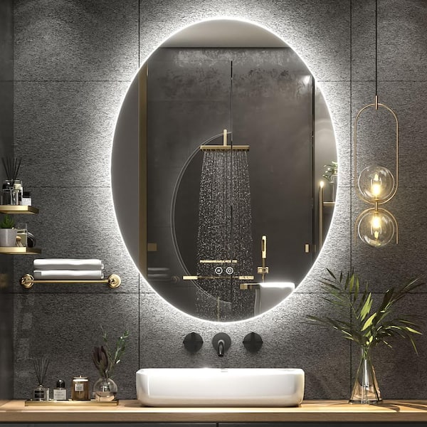 KIOTEE 22 in. W x 30 in. H Oval Frameless Wall Bathroom Vanity Mirror Super Bright 192 Leds/m Lighted in Silvered Surface