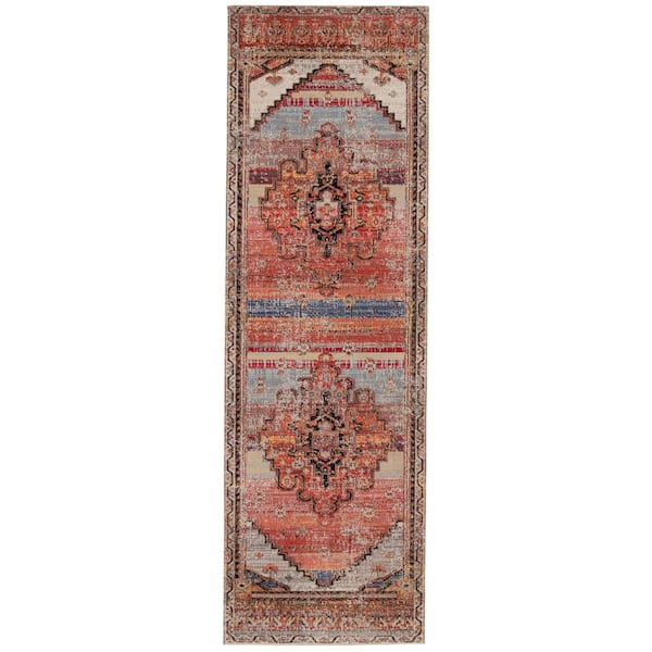 Azriel Multicolor/Orange 2 ft. 6 in. x 8 ft. Medallion Indoor/Outdoor Runner Rug