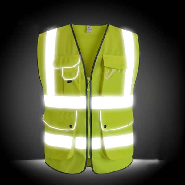 G & F Products 7-Pockets Class 2-High Visibility Zipper Front