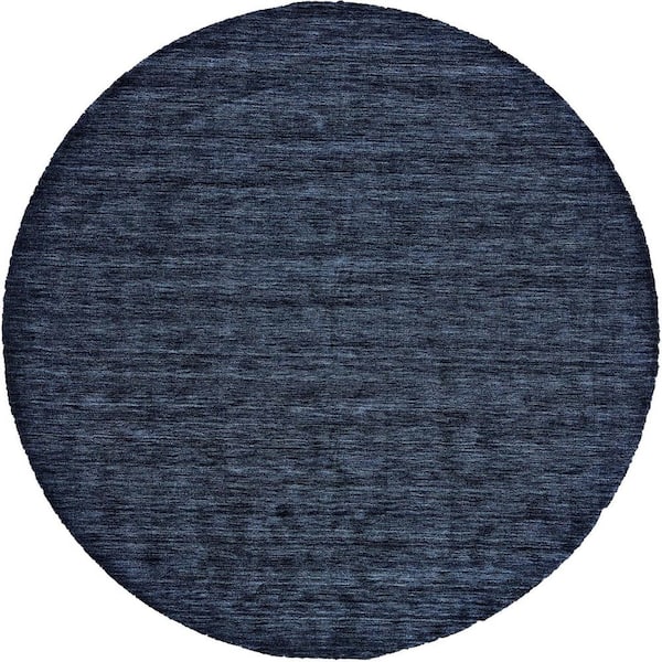HomeRoots 10' Round Blue Solid Color Area Rug
