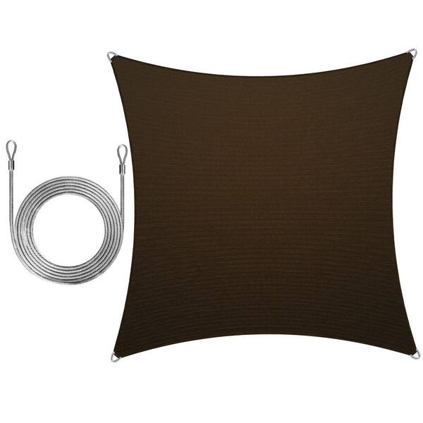 Unbranded 24 ft. x 24 ft. Square Pro Ring Sun Shade Sail with Rope-Brown
