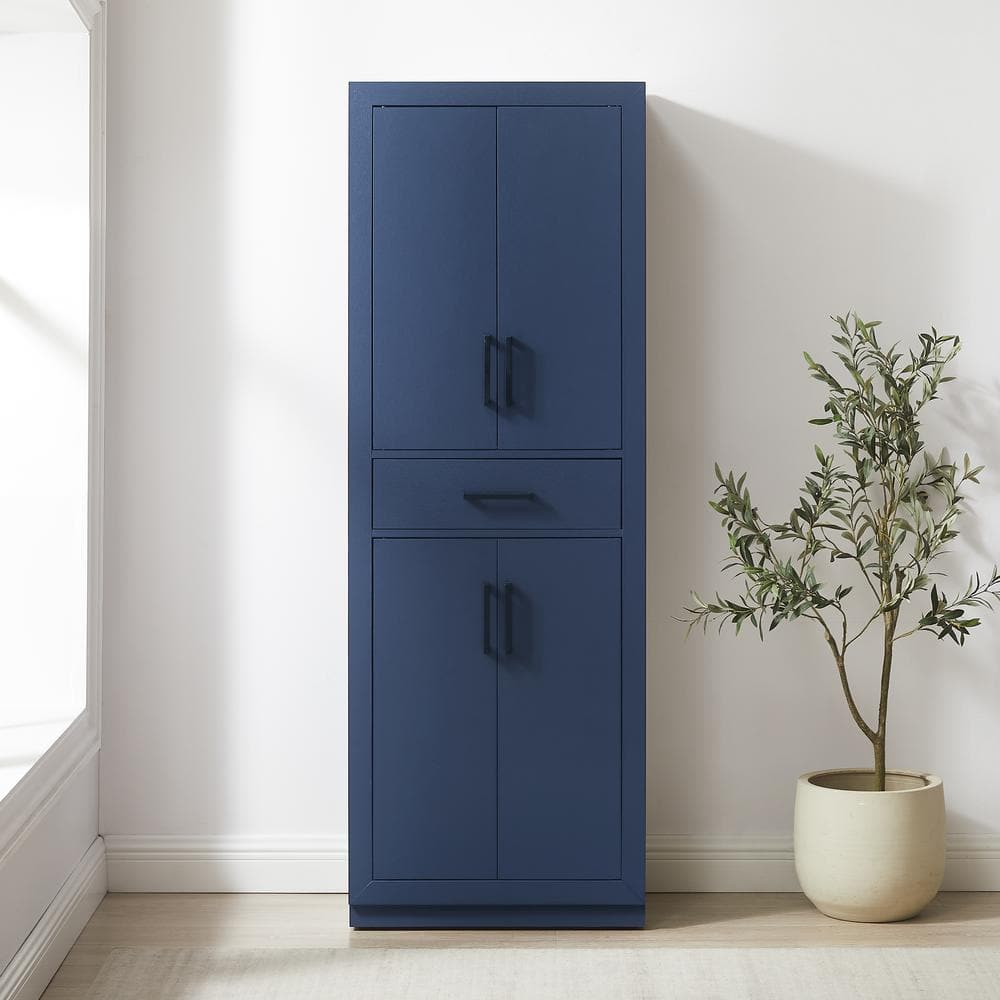 Crosley Isla Navy Engineered Wood 23.75 in. Kitchen Storage Pantry