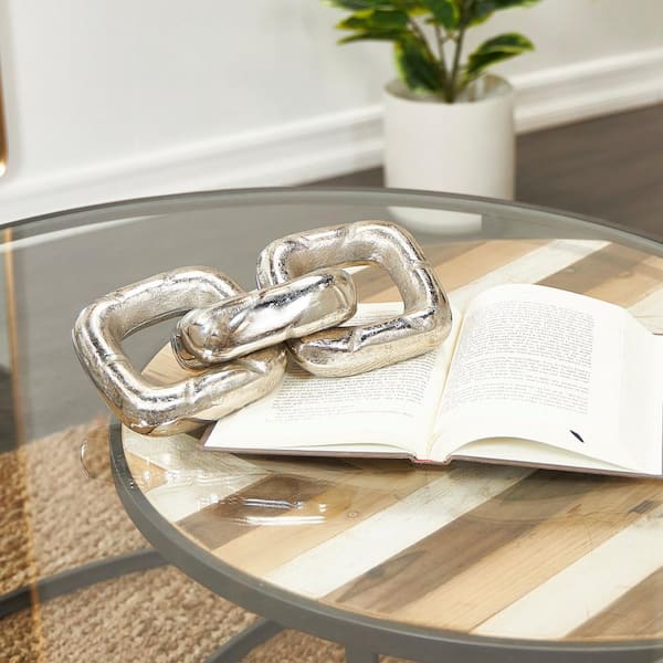 Novogratz 5 in. x 3 in. Silver Aluminum Chain Sculpture