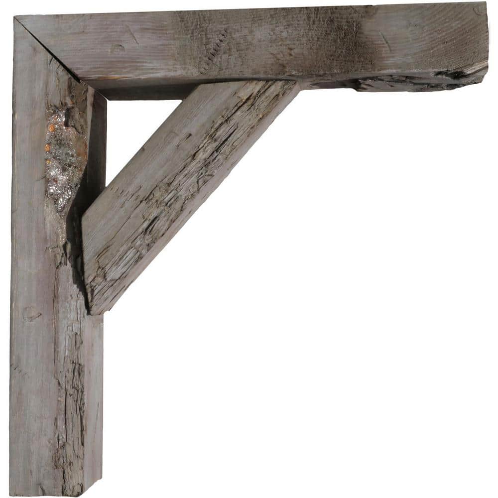 Reclaimed Gray Weathered Wood Farmhouse Shelf Bracket Set