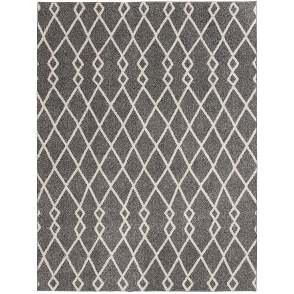 Dark Gray/White 5 ft. x 7 ft. Twine Area Rug