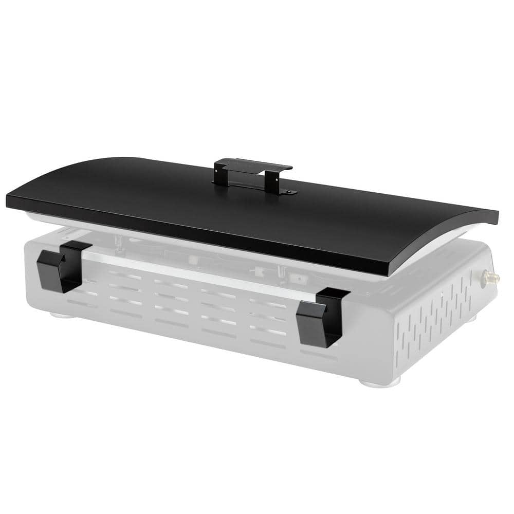Black Steel 24-Inch Griddle Hard Cover with Rear Brackets