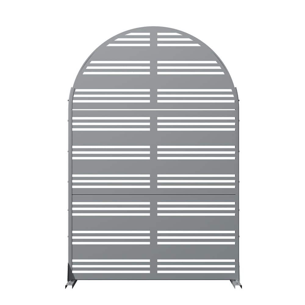 16 in. L x 47 in. W x 72 in. H Arched Galvanized Metal Wall Sculptures Privacy Screens Garden Outdoor Fence in Gray price history on PriceWatchPro