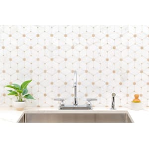 Cecily 11 in. x 13 in. Polished Marble Mesh-Mounted Mosaic Floor and Wall Tile (9.5 sq. ft./Case)