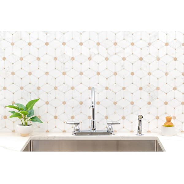 Cecily 11 in. x 13 in. Polished Marble Mesh-Mounted Mosaic Floor and Wall Tile (9.5 sq. ft./Case)