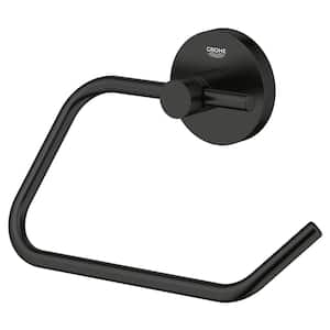 Essentials Curved Single Post Wall Mounted Toilet Paper Holder in Matte Black