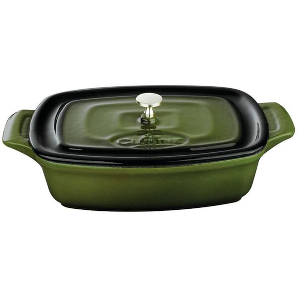 La Cuisine 7 in. Cast Iron Mini Rectangular Casserole in Green