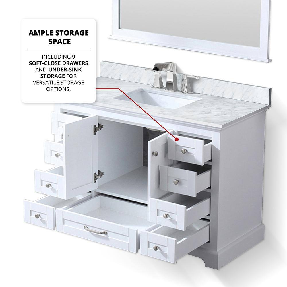 Dukes 48" White Marble Top Vanity with Mirror and Faucet
