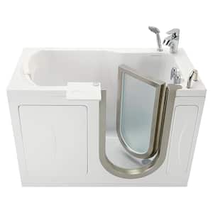 Petite 52 in. x 28 in. Acrylic Walk-In Soaking Bathtub in White with 2 Piece Fast Fill Faucet, RHS 2 in. Dual Drain