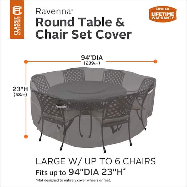 Classic Accessories Ravenna Large Round, Classic Accessories Ravenna Large Round Patio Table And Chair Set Cover