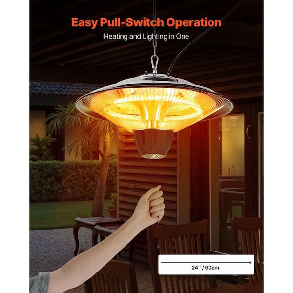 Acekid Wall-Mounted Electric Patio Heater, 1500W Infrared Hanging Patio Heater, Ceiling Outdoor Heater Portable Garage Heater Remote Control 24h Timers