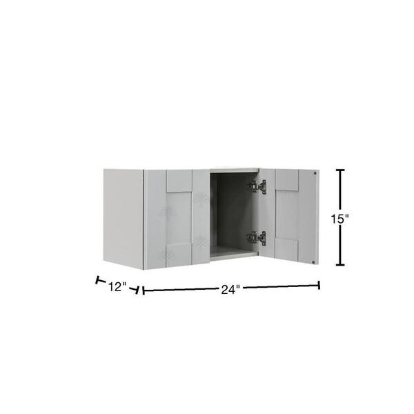 LIFEART CABINETRY Anchester Assembled 24x15x12 in. Wall Cabinet with 2 Doors no Shelf in Light Gray