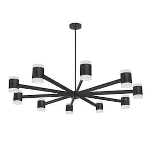 Wilson 20-Light Dimmable Integrated LED Matte Black Statement Shape Chandelier for Dining