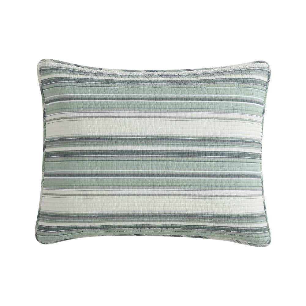 Fresno Green Cotton Reversible Full Quilt Set