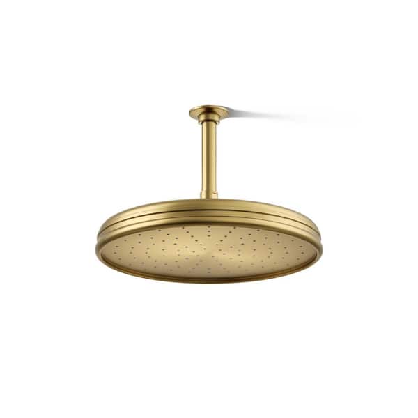 KOHLER 1-Spray Patterns 12 in. Traditional Ceiling Mount Round Rain Fixed Shower Head in Vibrant Brushed Moderne Brass