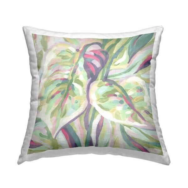Stupell Industries Curling Leaves Pattern Green Floral Polyester 18 in. x 18 in. Throw Pillow