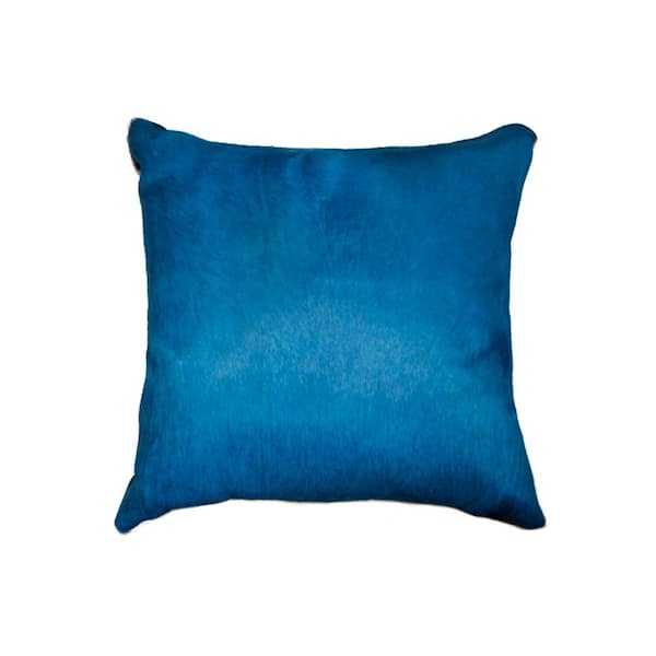 natural Torino Cowhide Royal Blue Solid 18 in. x 18 in. Throw Pillow