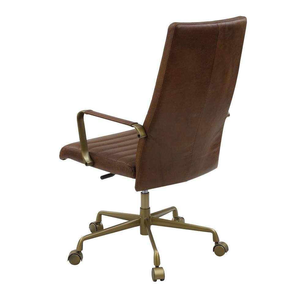 Saturn Leather Swivel Executive Chair with Gold Frame