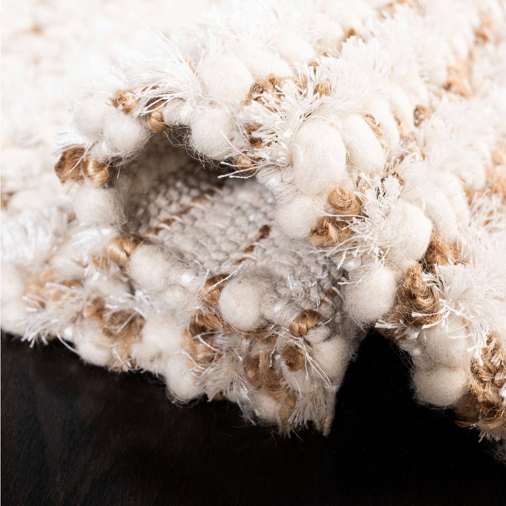 Luxe Hand-Tufted Shag Wool Blend 4' x 6' White Rectangular Rug