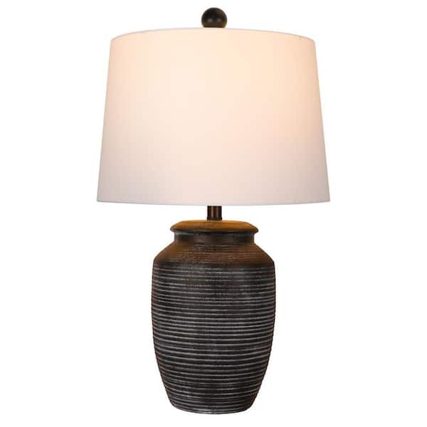 28 in. Rustic Black Ceramic Pot Table Lamp For Bedroom, Living Room, Dining, Home Office, Entryway