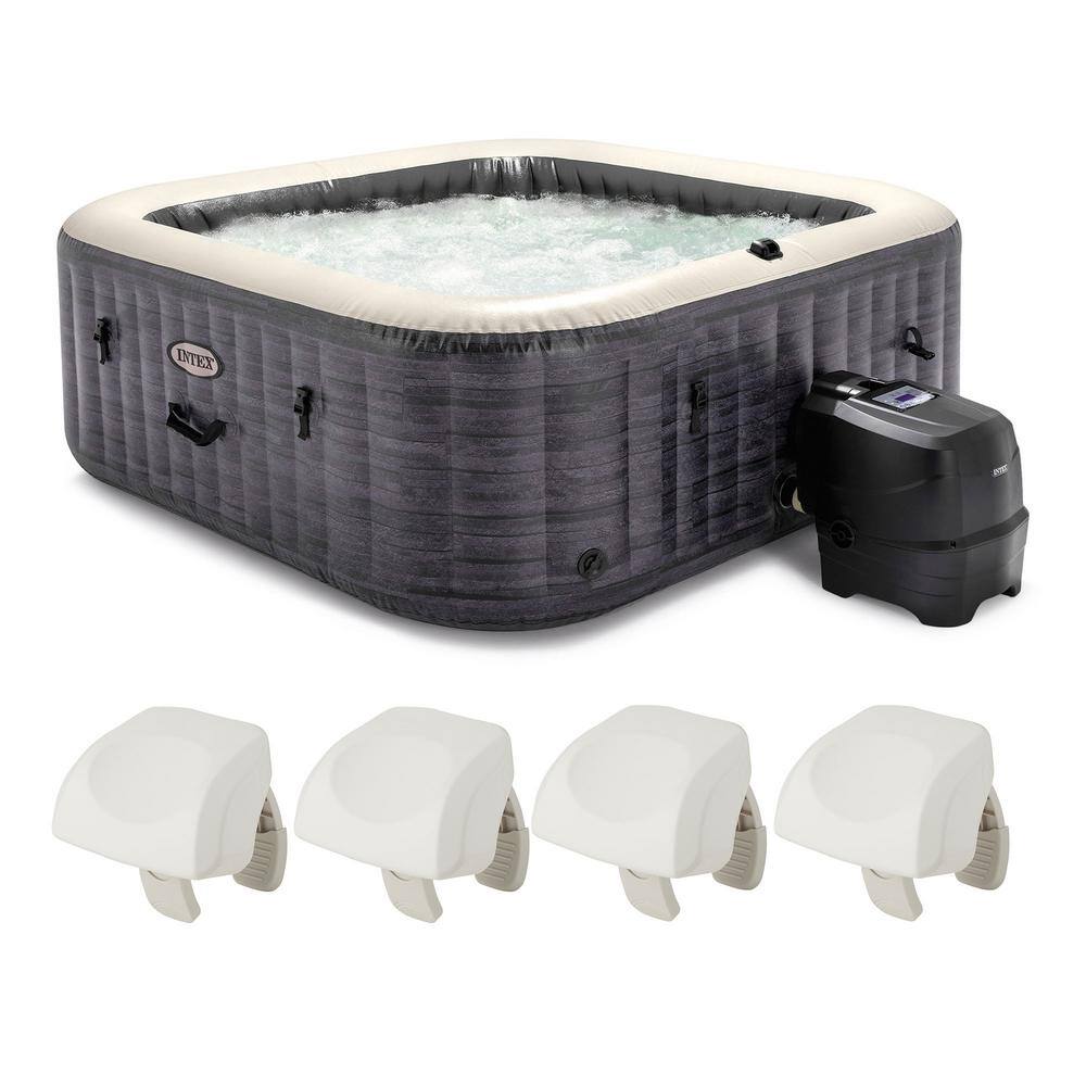 Intex PureSpa Plus 6-Person Gray Vinyl Inflatable Hot Tub with Headrest Pillows