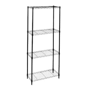 Honey Can Do Steel 24 in. W x 56 in. H x 10 in. D 4-Tier Space Saving Garage Storage Shelving Unit, Black