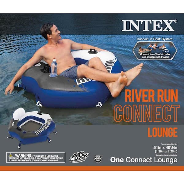 Intex River Run Connect Inflatable Water Raft 2 Person Cooler Tube 4 Pack