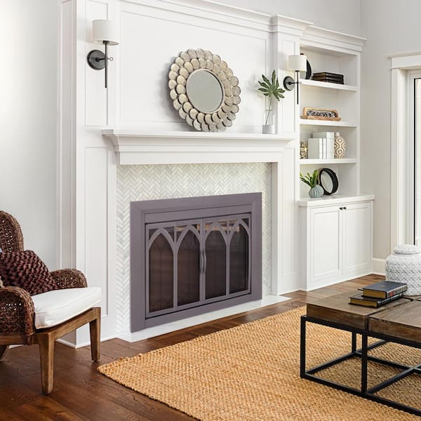 Collin Small Gunmetal Glass Fireplace Doors