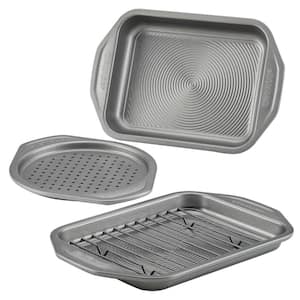 Total Bakeware Nonstick Toaster Oven and Personal Pizza Pan Baking Set, Gray, 4-Piece
