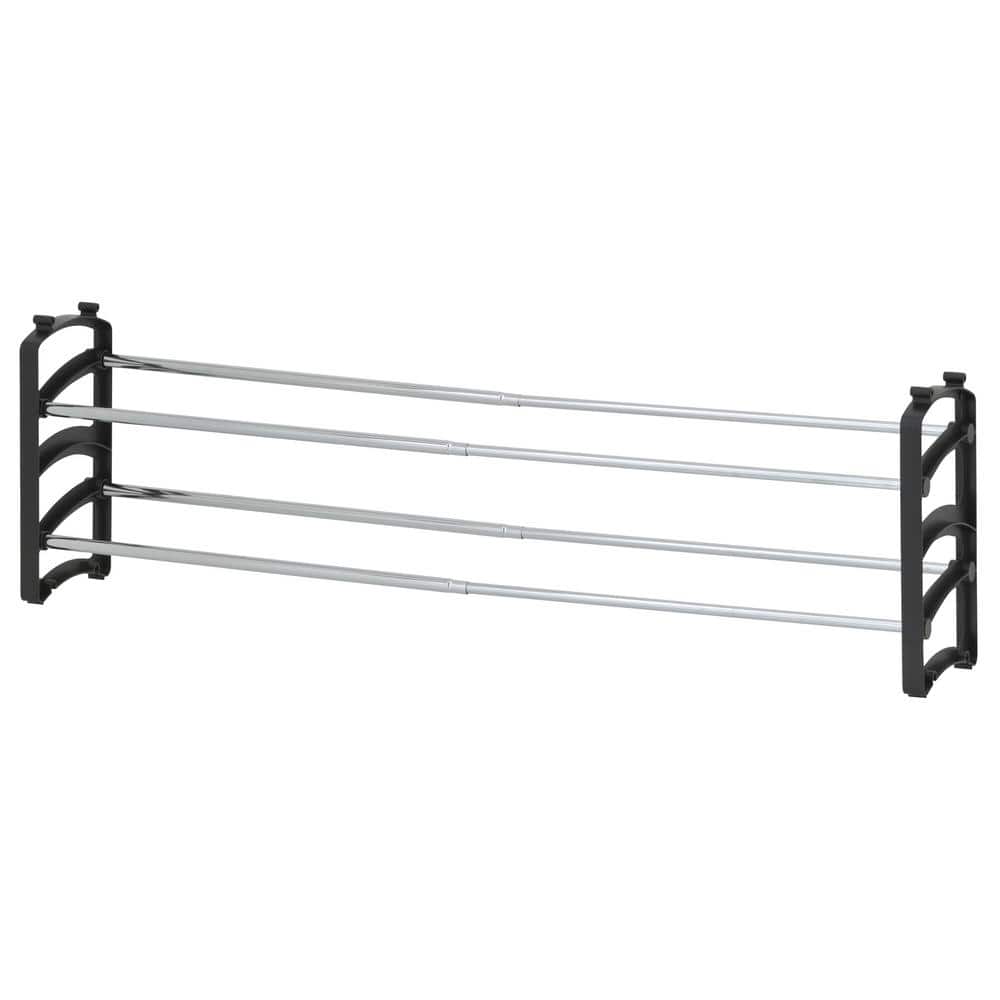 Black and Silver 4-Tier Expandable Stackable Shoe Rack