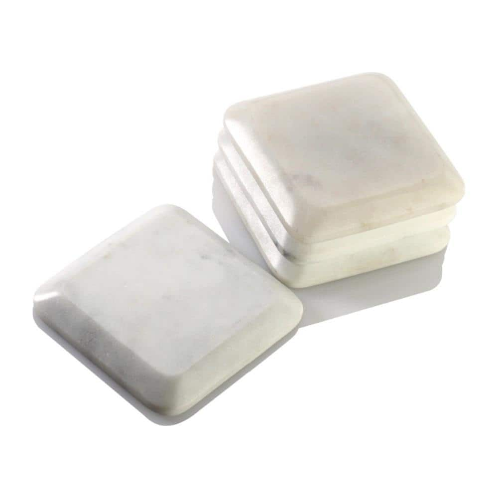 Mascot Hardware Square White Marble Taper Coasters (4-Pieces)