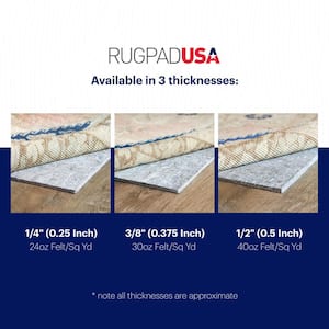 RUGPADUSA - Eco-Plush - 5'x7' - 1/4 Thick - 100% Felt - Premium Cushioned  Rug Pad - Available in 3 Thicknesses, Many Custom Sizes 