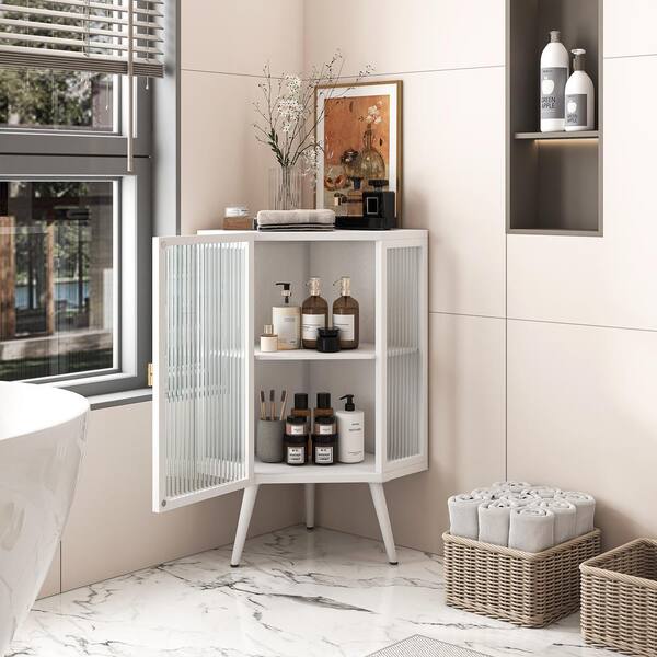 XUJMK 22 in. W x 17 in. D x 32 in. H White Linen Cabinet